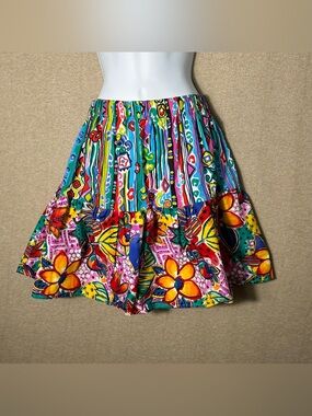 Paula Sweet Muslin Mink Skirt Womens Small Colorful Art To Wear Artsy Mini Flare